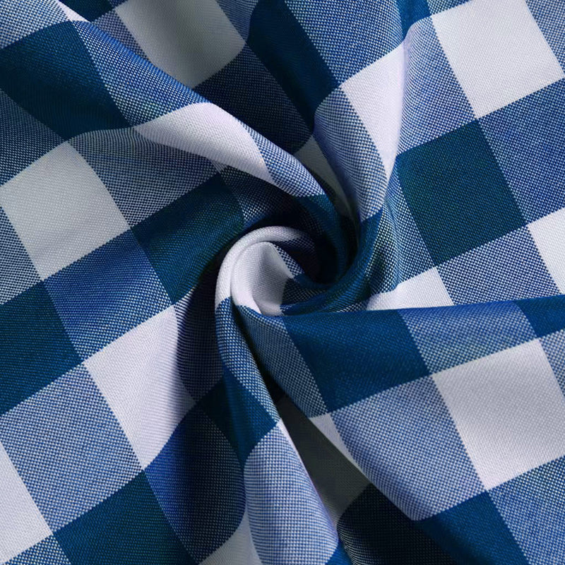 Polyester Checkered Rectangle Tablecloth White/Dark Blue