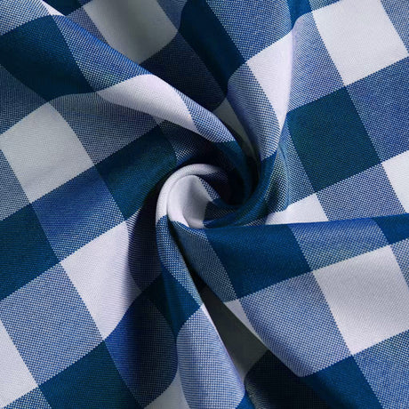 Polyester Checkered Rectangle Tablecloth White/Dark Blue