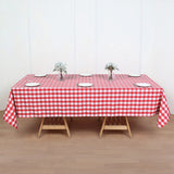 Polyester Checkered Rectangle Tablecloth White/Red