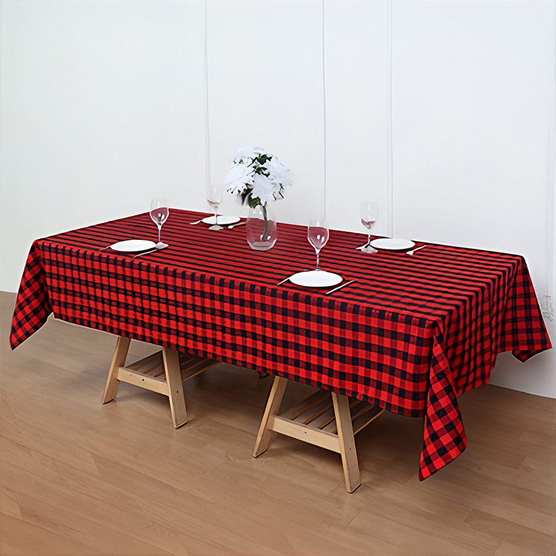 Polyester Checkered Rectangle Tablecloth Black/Red