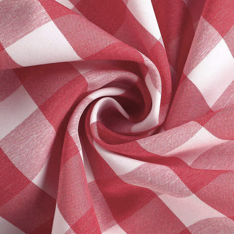 Polyester Checkered Rectangle Tablecloth White/Red