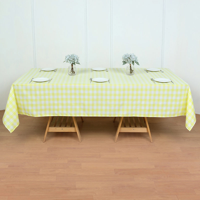 Polyester Checkered Rectangle Tablecloth White/Yellow