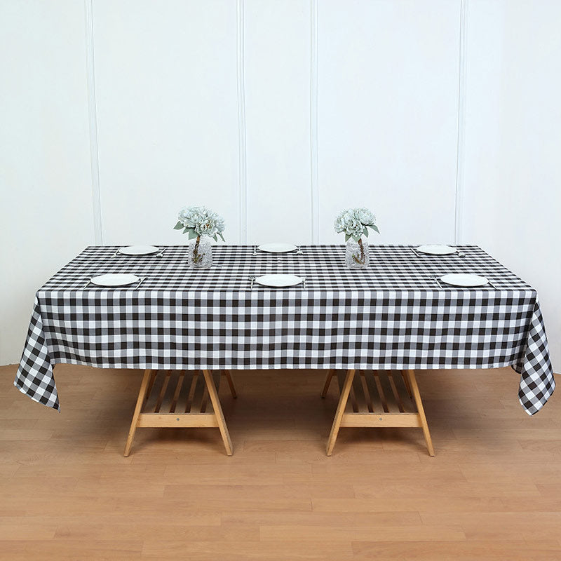 Polyester Checkered Rectangle Tablecloth White/Black