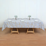 Polyester Rectangle Tablecloth With Gold Foil Geometric Pattern 90"x156" Light Purple