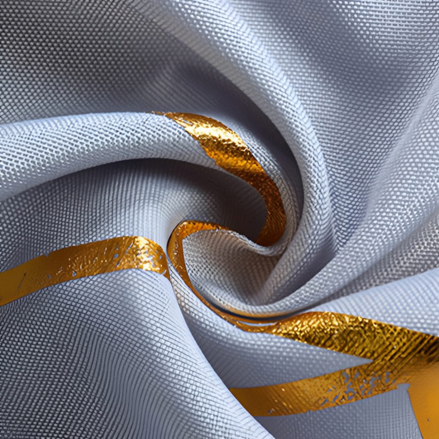 Polyester Round Tablecloth With Gold Foil Geometric Pattern 120" Light Purple