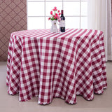 Polyester Checkered Round Tablecloth White/Burgundy