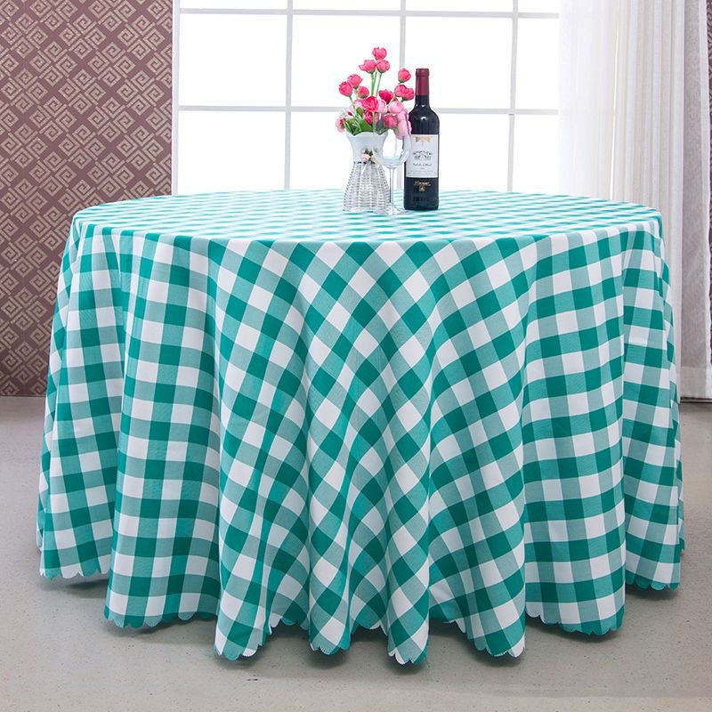 Polyester Checkered Round Tablecloth White/Green