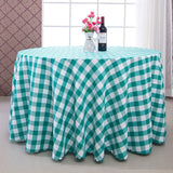 Polyester Checkered Round Tablecloth White/Green