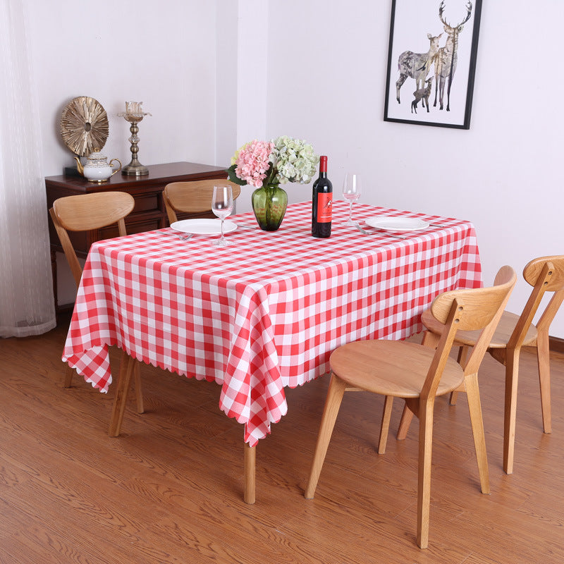 Polyester Checkered Square Tablecloth 54"x54" White/Green