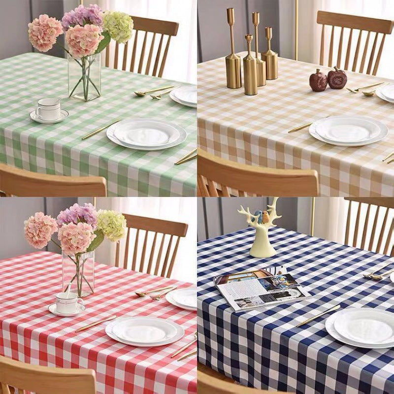 Polyester Checkered Square Tablecloth 54"x54" White/Green
