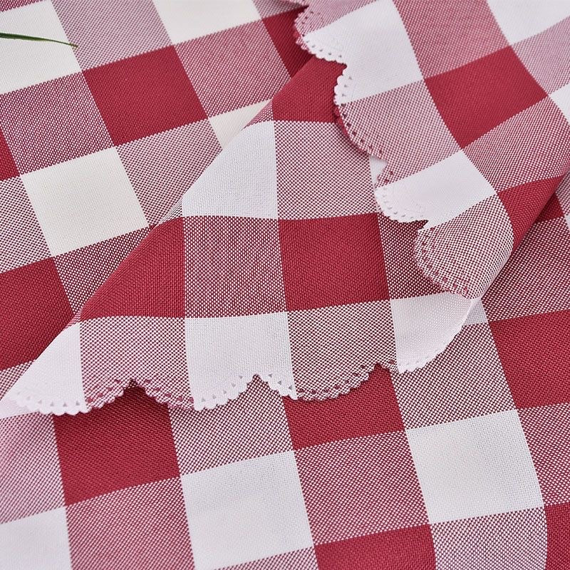 Polyester Checkered Square Tablecloth 54"x54" White/Green