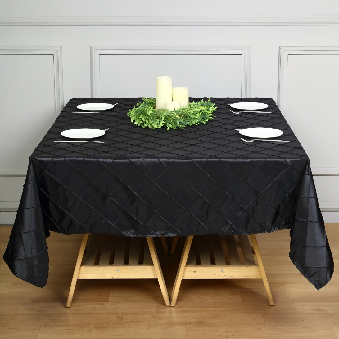 Polyester Solid Color Checkered Tablecloth Square Black