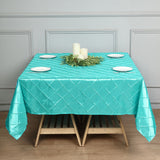 Polyester Solid Color Checkered Tablecloth Square Lake Blue