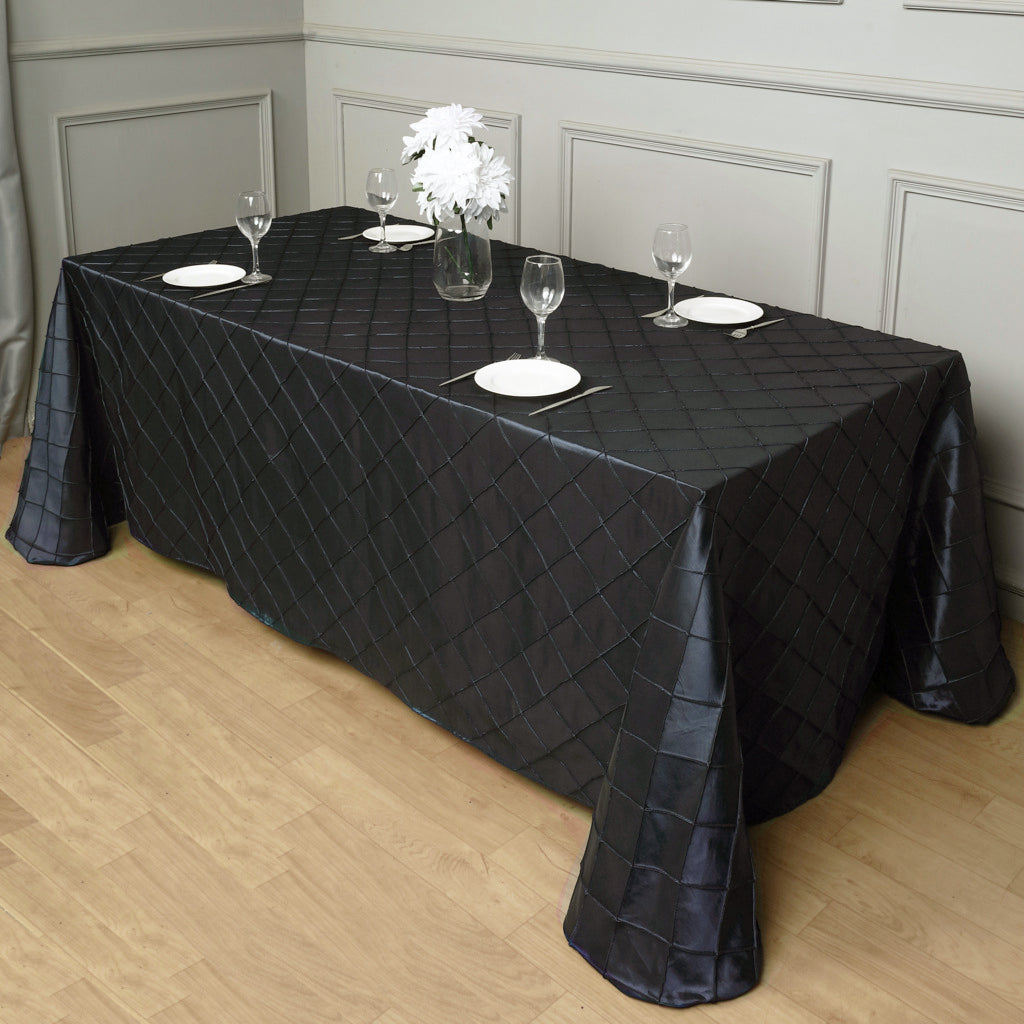 Polyester Solid Color Checkered Tablecloth Rectangle Black
