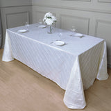 Polyester Solid Color Checkered Tablecloth Rectangle White