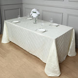 Polyester Solid Color Checkered Tablecloth Rectangle Cream