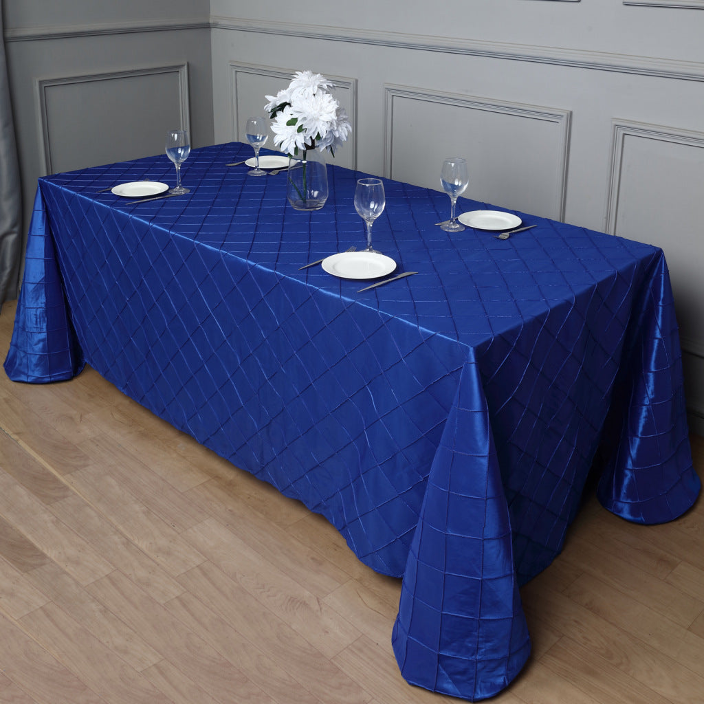 Polyester Solid Color Checkered Tablecloth Rectangle Royal Blue