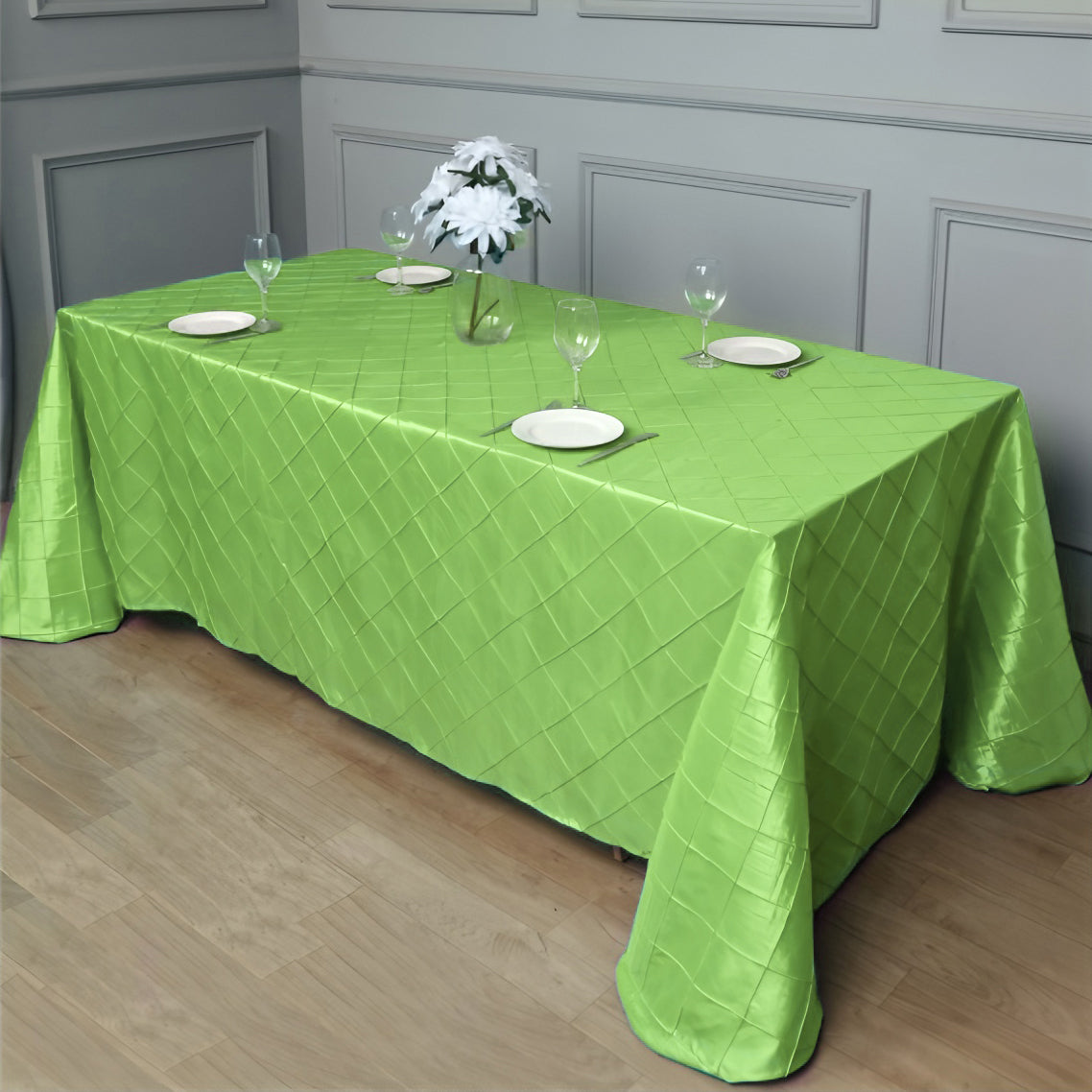Polyester Solid Color Checkered Tablecloth Rectangle Fruit Green