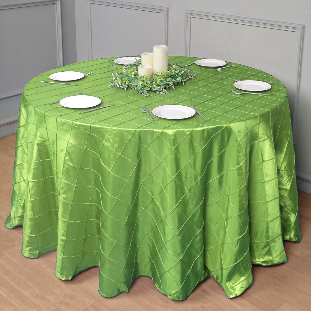 Polyester Solid Color Checkered Tablecloth Round 132" Fruit Green