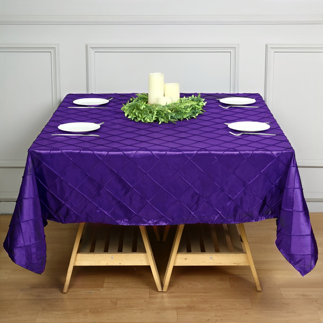 Polyester Solid Color Checkered Tablecloth Square Purple