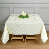 Polyester Solid Color Checkered Tablecloth Square Cream
