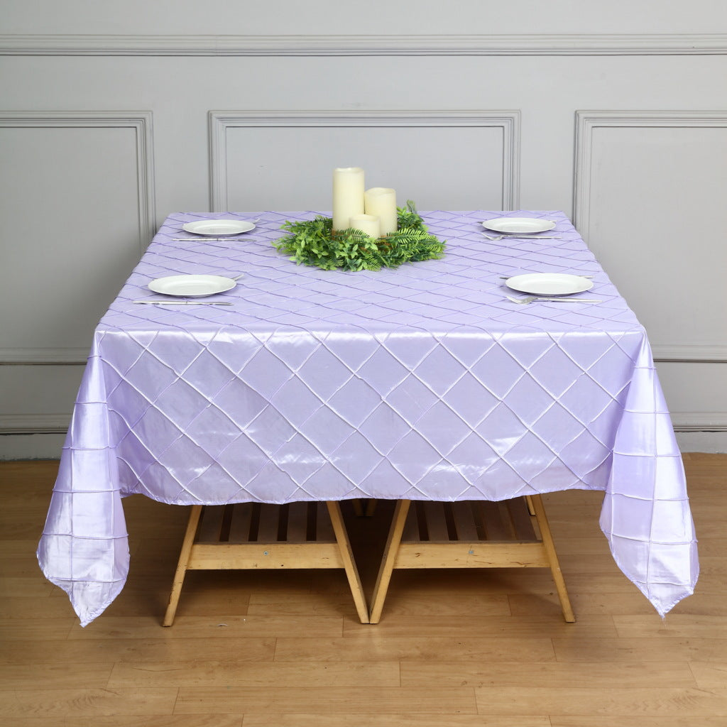 Polyester Solid Color Checkered Tablecloth Square Light Purple