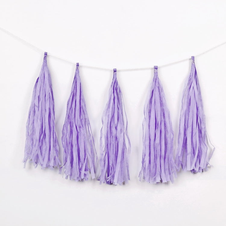 12 Pc Pre-Tied Paper Fringe Tassels Light Purple