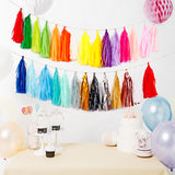 12 Pc Pre-Tied Paper Fringe Tassels Mint Green