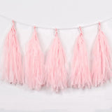 12 Pc Pre-Tied Paper Fringe Tassels Light Pink