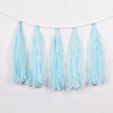 12 Pc Pre-Tied Paper Fringe Tassels Light Blue
