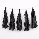 12 Pc Pre-Tied Paper Fringe Tassels Black