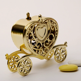 12 Pc Princess Heart Carriage Candy Container Gift Boxes 4" Gold