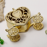 12 Pc Princess Heart Carriage Candy Container Gift Boxes 4" Gold