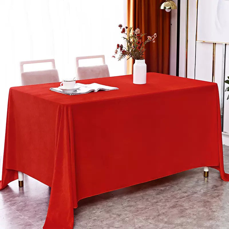 Gold Velvet Rectangular Tablecloth 90"x132" Red