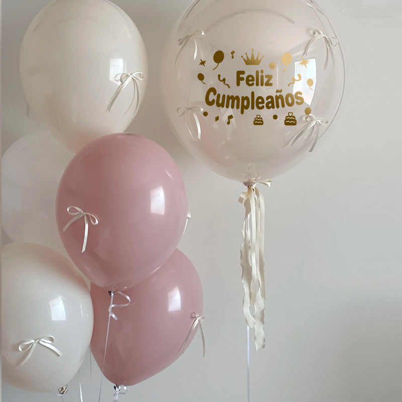 DIY Ribbon Bow Balloons Set with BOBO Balloon 18" White