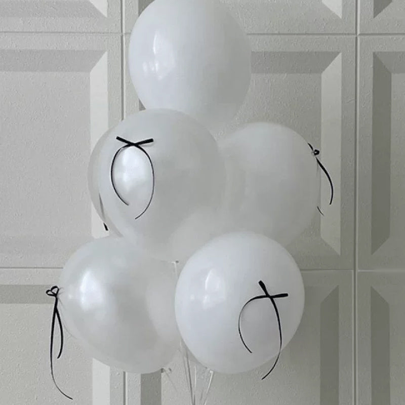 DIY Ribbon Bow Balloons Set 10" White