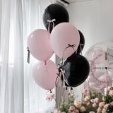 DIY Ribbon Bow Balloons Set 12" Black Pink