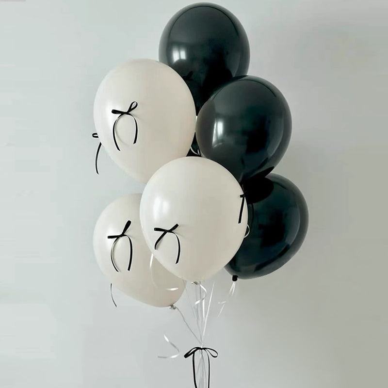 DIY Ribbon Bow Balloons Set 12" Black White