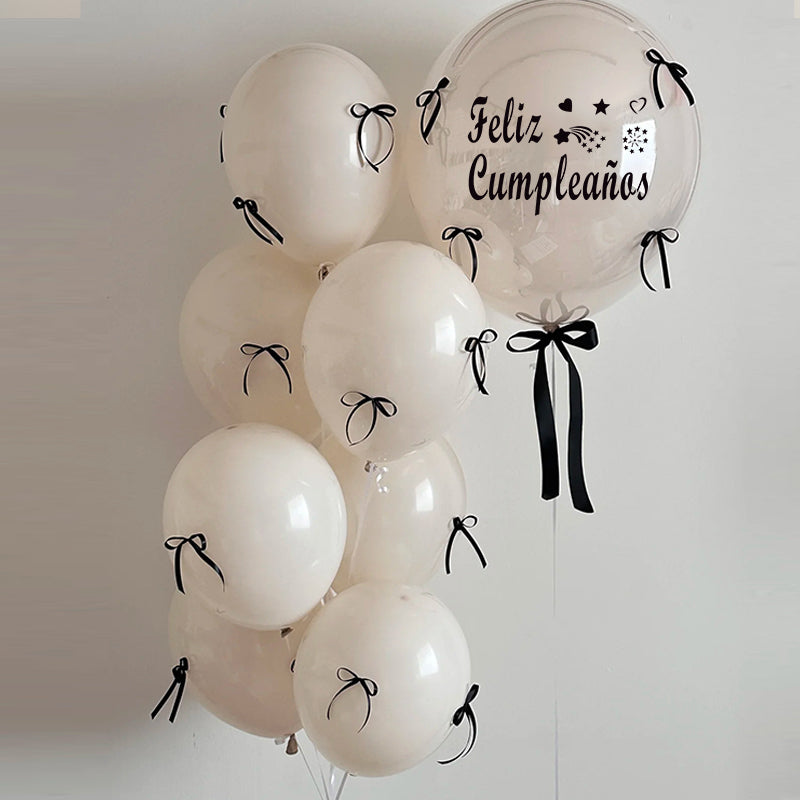 DIY Ribbon Bow Balloons Set with BOBO Balloon 18" Ivory