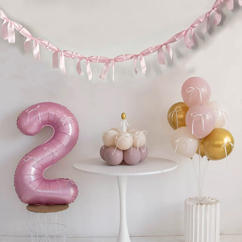 Ribbon Bow Garland Banner Set Red