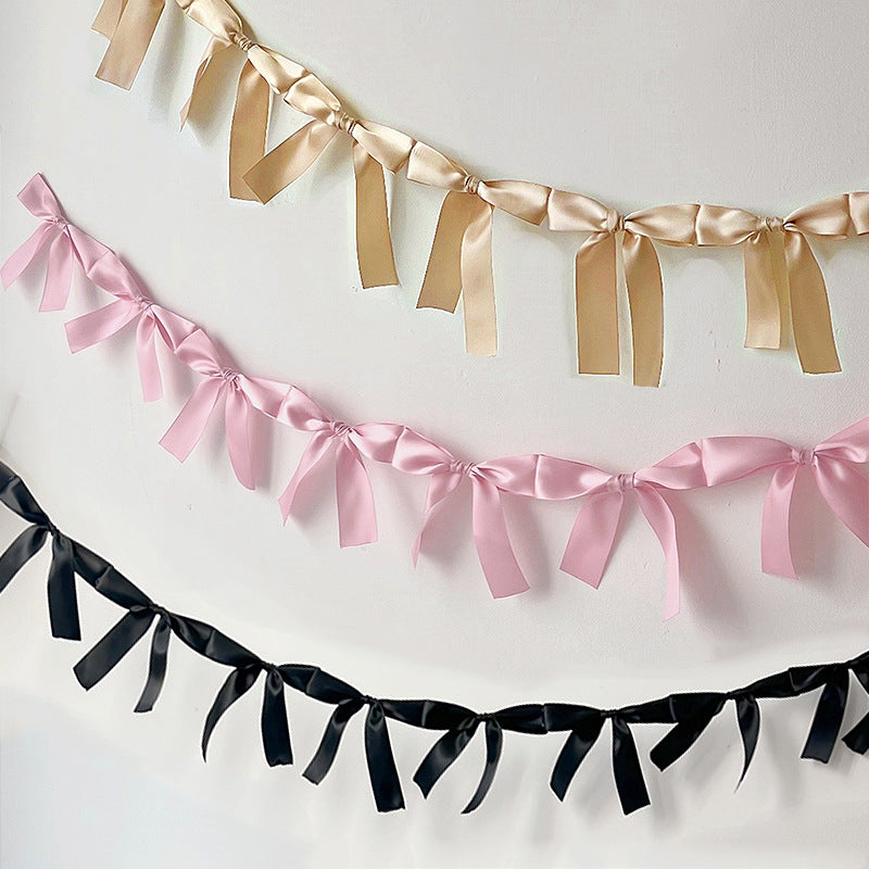 Ribbon Bow Garland Banner Set Red