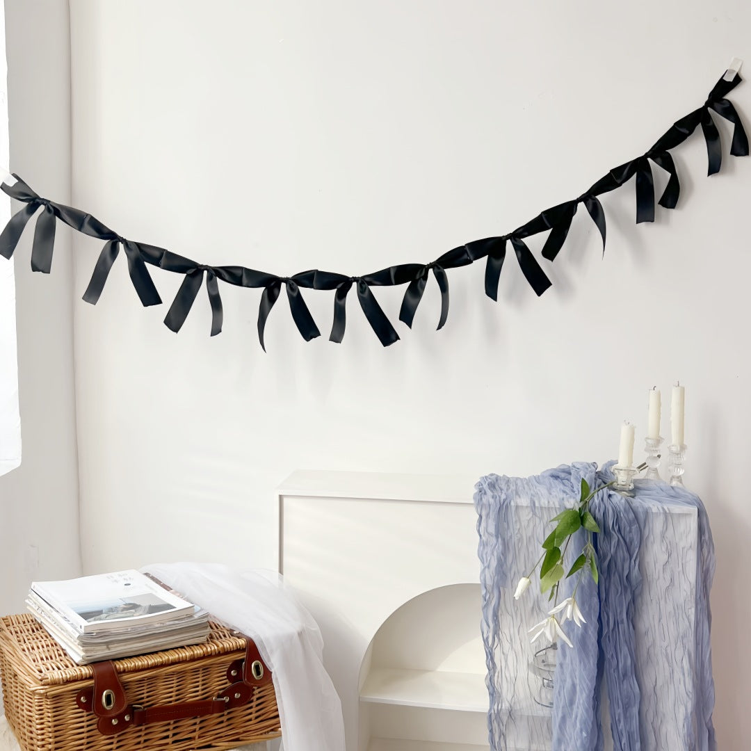 Ribbon Bow Garland Banner Set Black