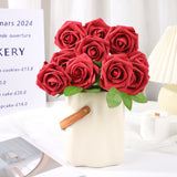 25 Rose Artificial Foam Flowers with Stems Wire and Leaves 2.8" Milky White