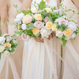 25 Rose Artificial Foam Flowers with Stems Wire and Leaves 2.8" Milky White