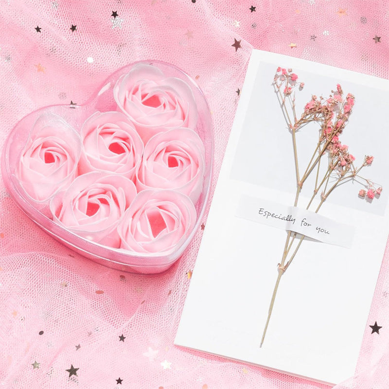 4 Pc 24 Pcs Scented Rose Soap Heart Shaped Party Favors Blue
