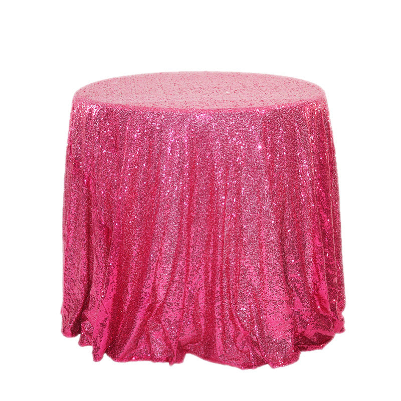Sequin Round Tablecloth 120" Rose Red