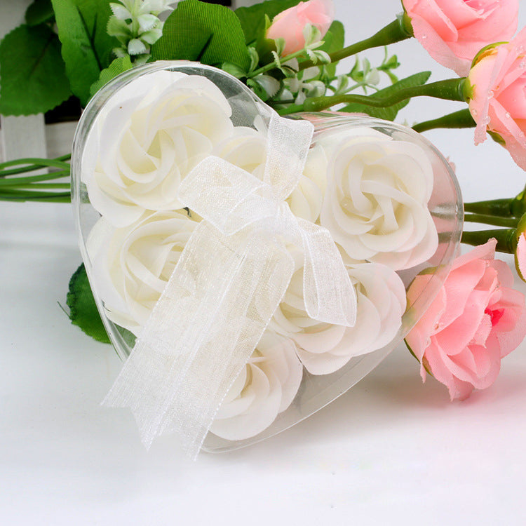4 Pc 24 Pcs Scented Rose Soap Heart Shaped Party Favors White