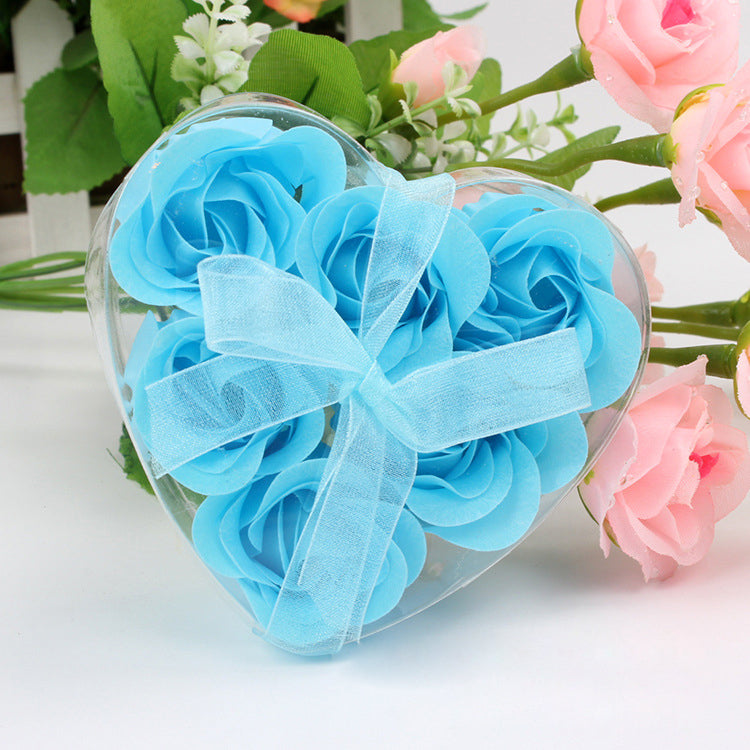4 Pc 24 Pcs Scented Rose Soap Heart Shaped Party Favors Blue