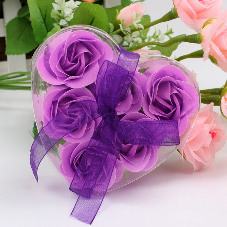 4 Pc 24 Pcs Scented Rose Soap Heart Shaped Party Favors Purple