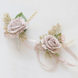 Wedding Rose Wrist Corsage and Boutonniere Set Gray